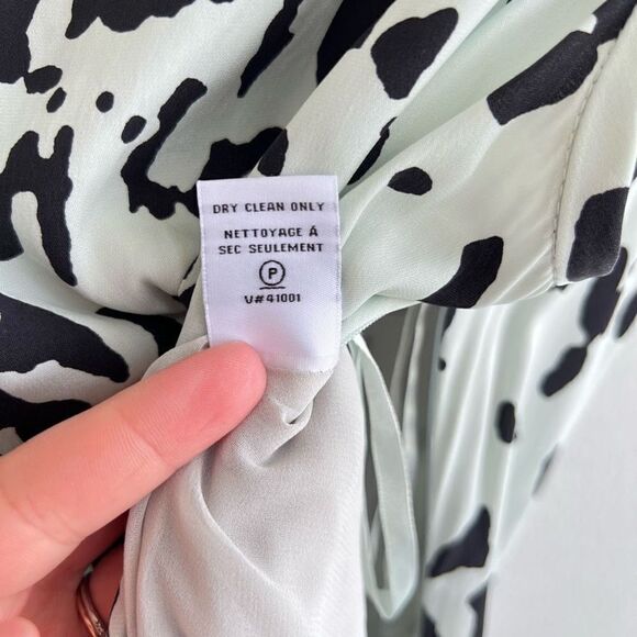 Diane von Furstenberg New Della Paint Splash Printed Dress Light Green Women’s 8 - Picture 14 of 15